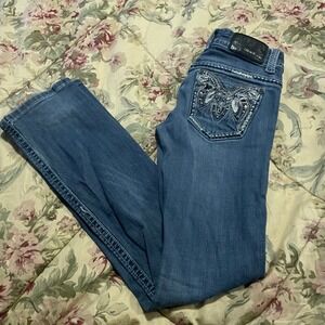 Grace in LA Jeans Women's Size 25 Embellished Pocket Bootcut Denim Rhinestones